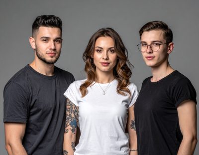 Firefly_generiere mir ein junges Helfer team auf einer tattoo convention Jungs und mädels 165427